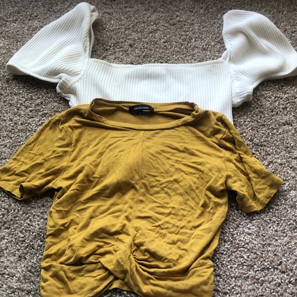 H&M Mustard Crop Top and Cream Crop Top